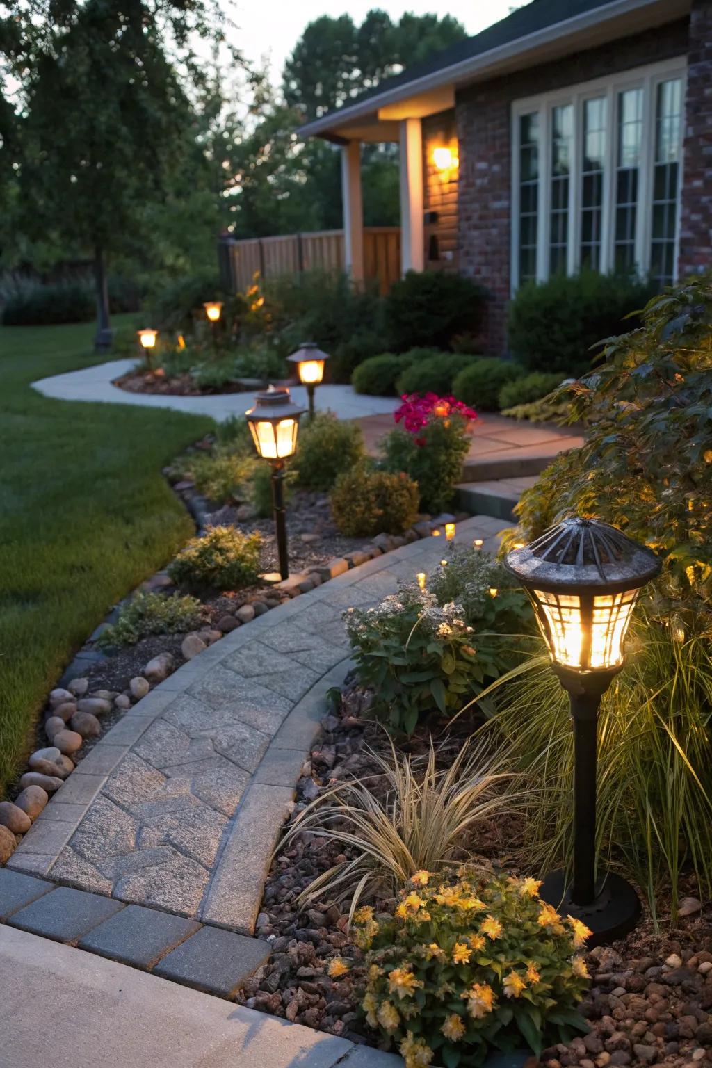 Lighting adds a magical touch to your berm.