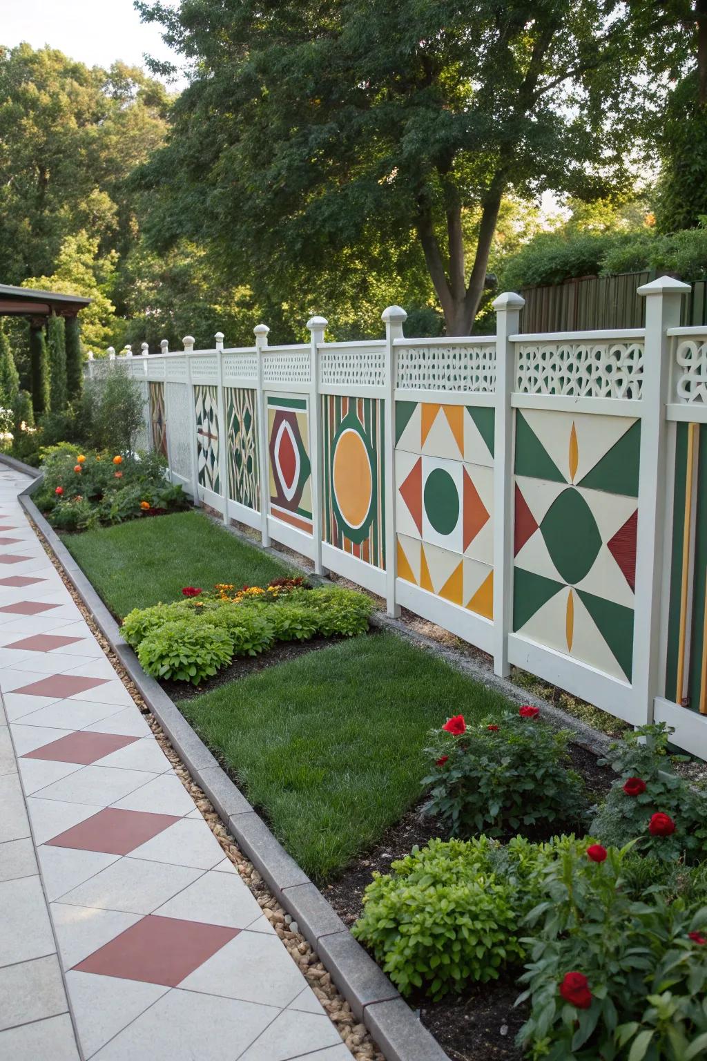 Geometric shapes add a modern touch to fence designs.
