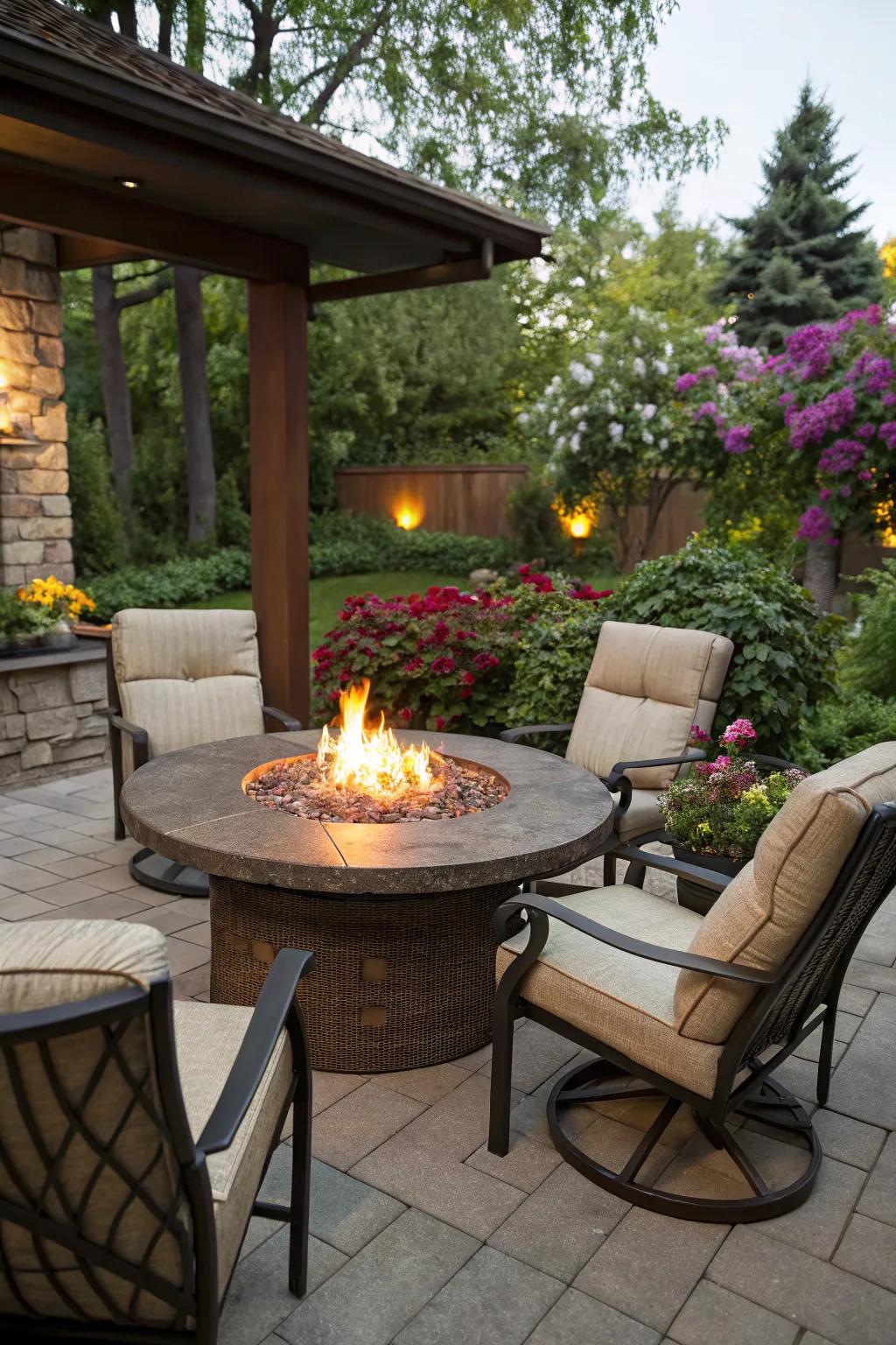 Fire pit tables add functionality and style to gatherings.