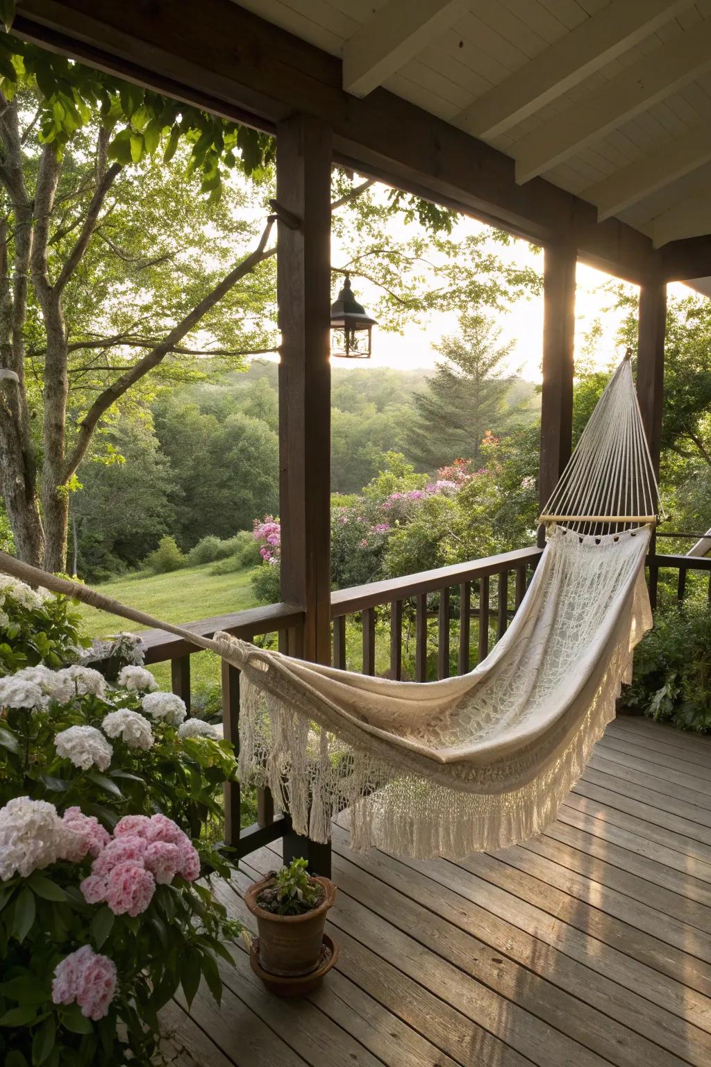 A swing or hammock adds a relaxing touch to your deck.