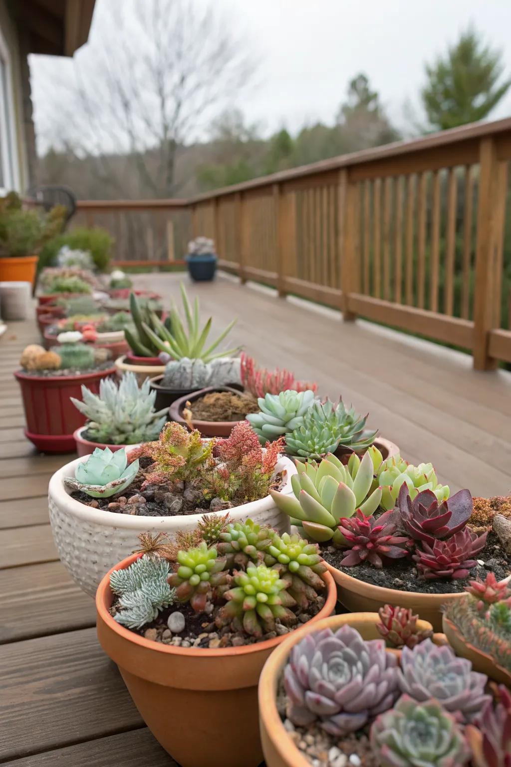 Succulent arrangements offer a stylish and easy-care option.