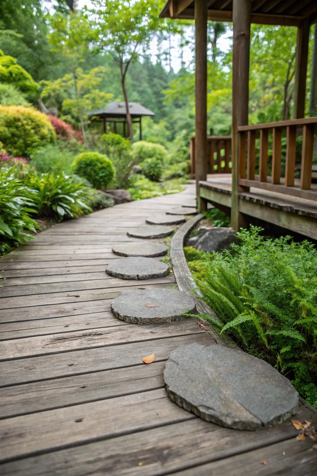 Pathways add structure and guide guests through your deck garden.