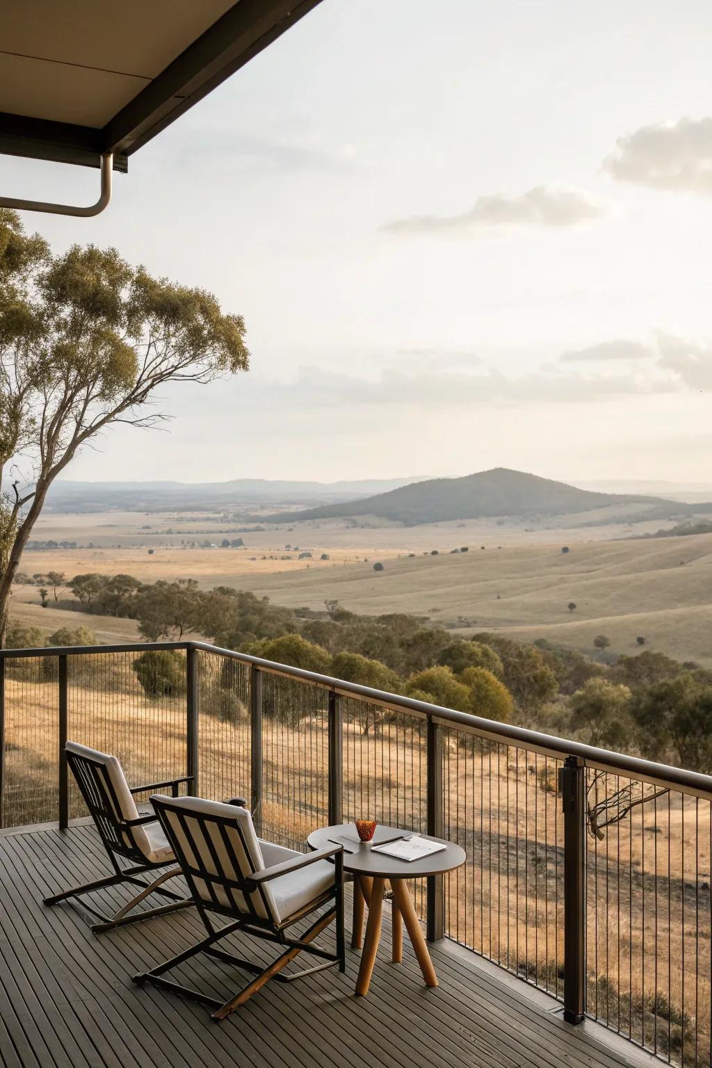An open-air deck blending seamlessly with the landscape.