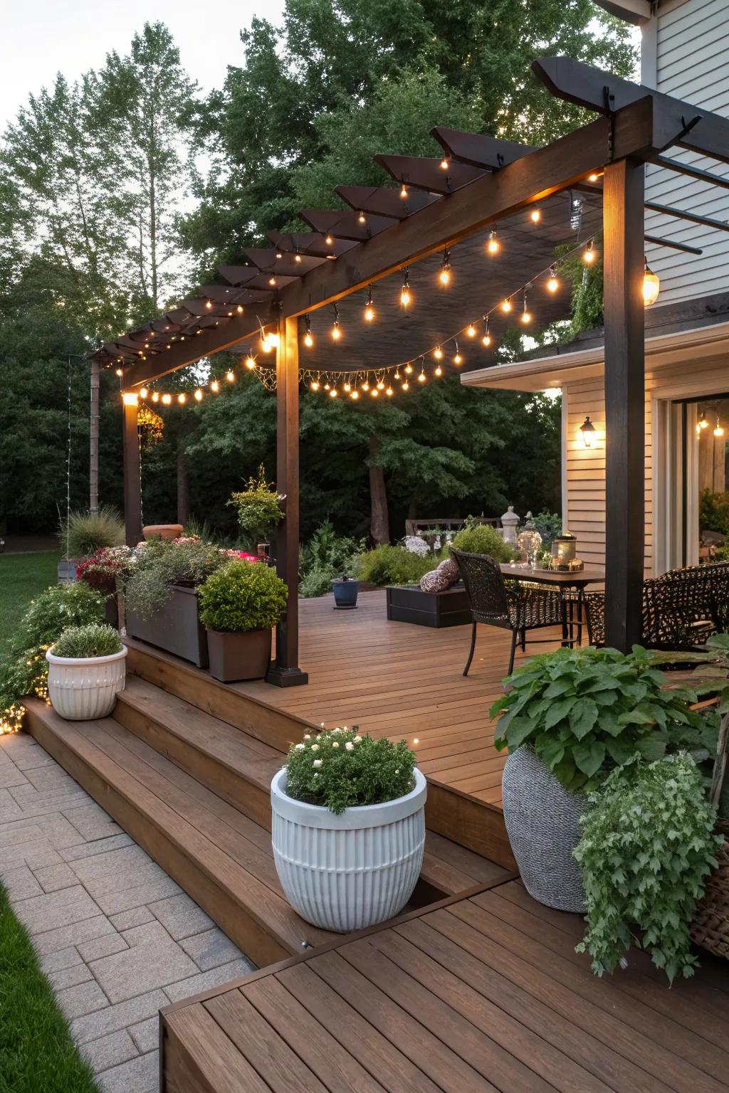 Decorative elements add charm and character to the deck.