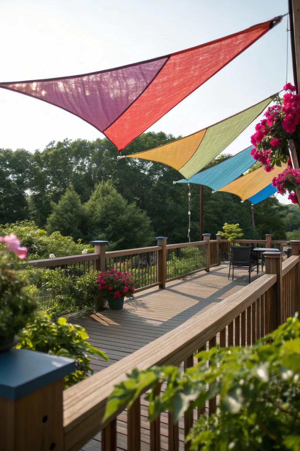 Shade sails add a whimsical and beachy flair to your deck.