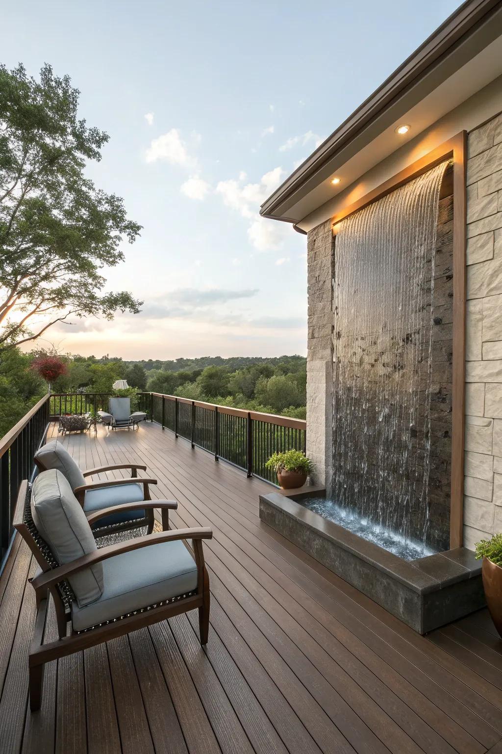 Customizable water walls offer personalized tranquility.