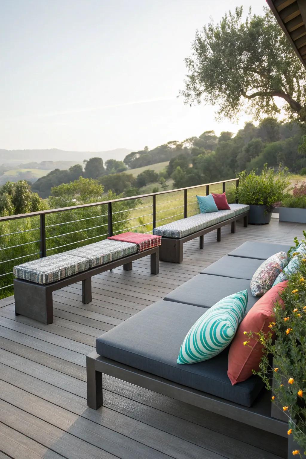 Backless benches add minimalist elegance to any deck.