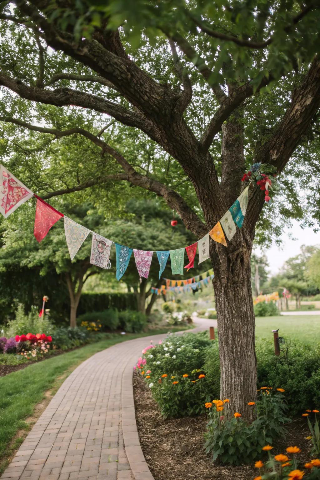 Fabric banners add a festive and vibrant touch to your outdoor decor.