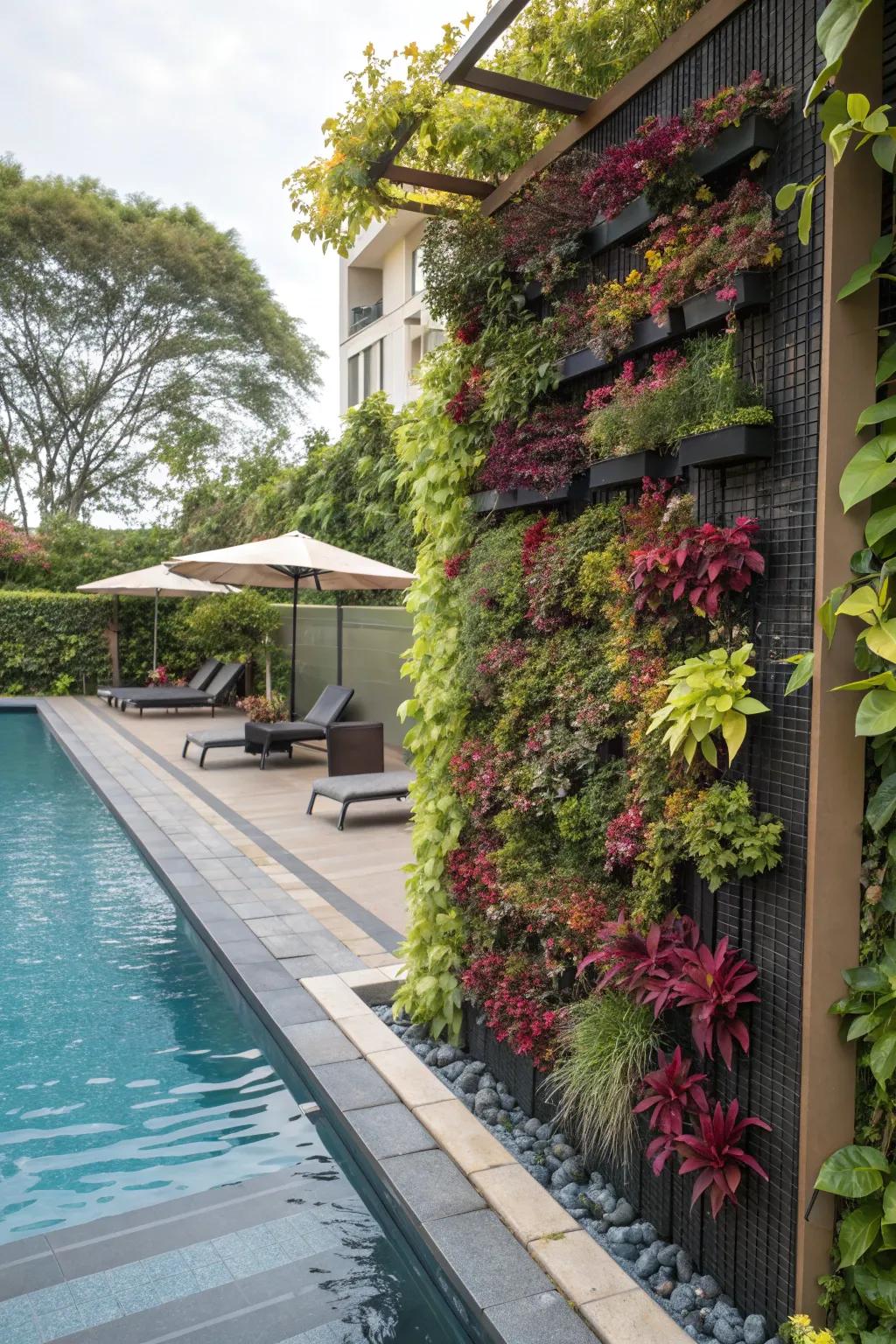 Vertical gardens maximize greenery in small spaces.