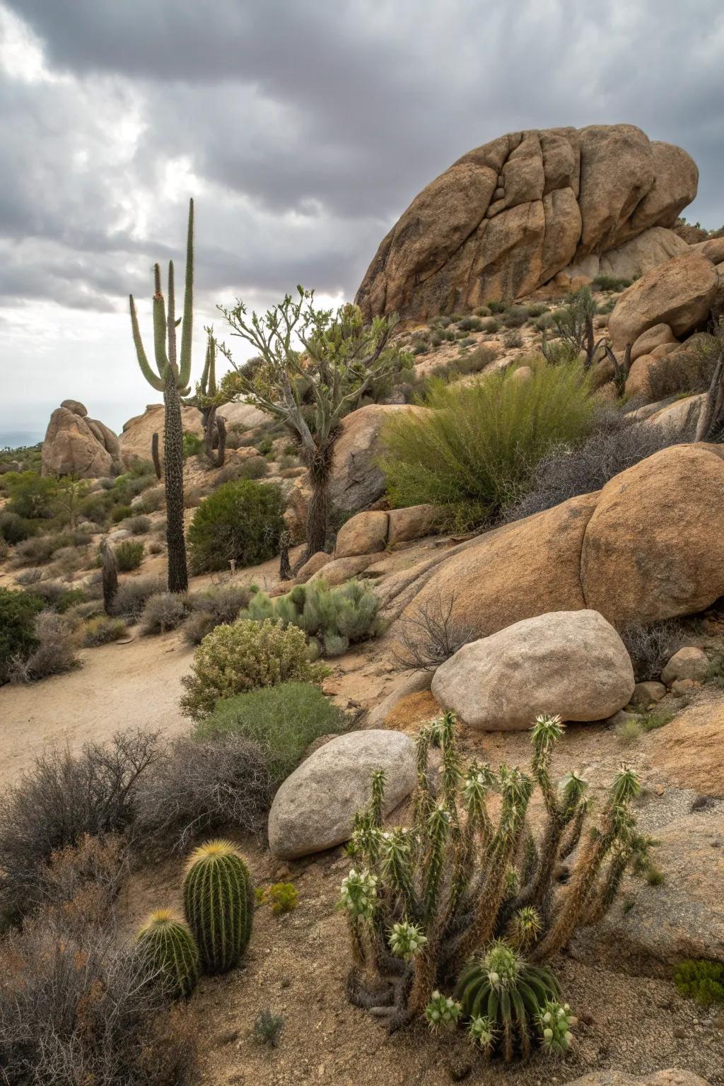 A desert rock garden offers striking simplicity.