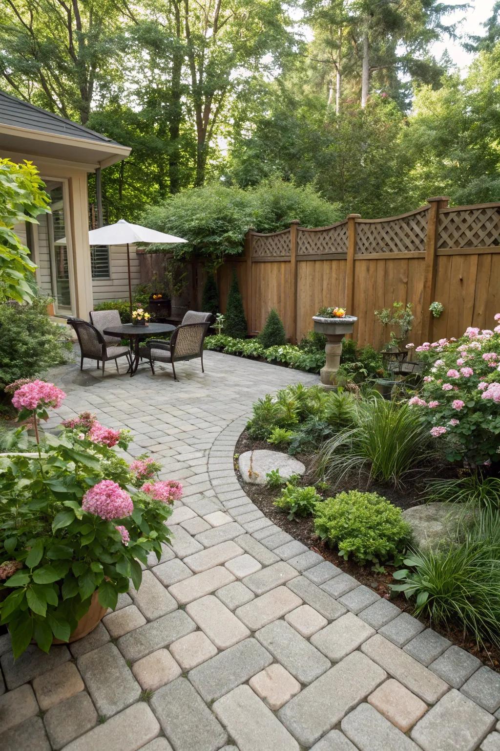 A permeable patio adds elegance while managing water flow.