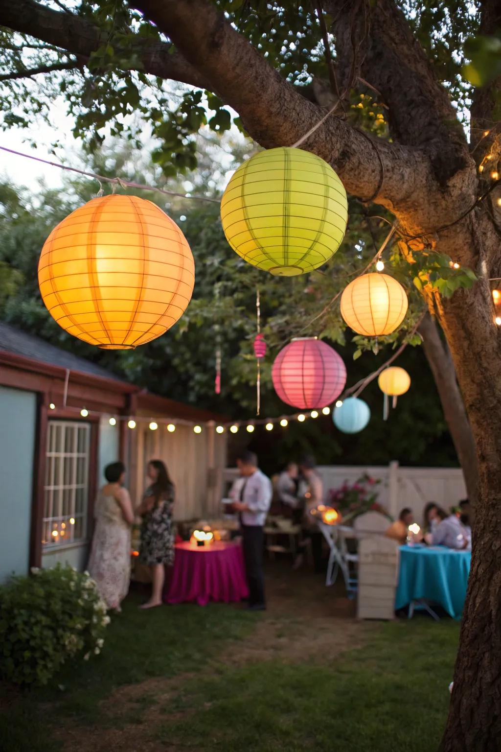 DIY paper lanterns add whimsy and color to your decor.