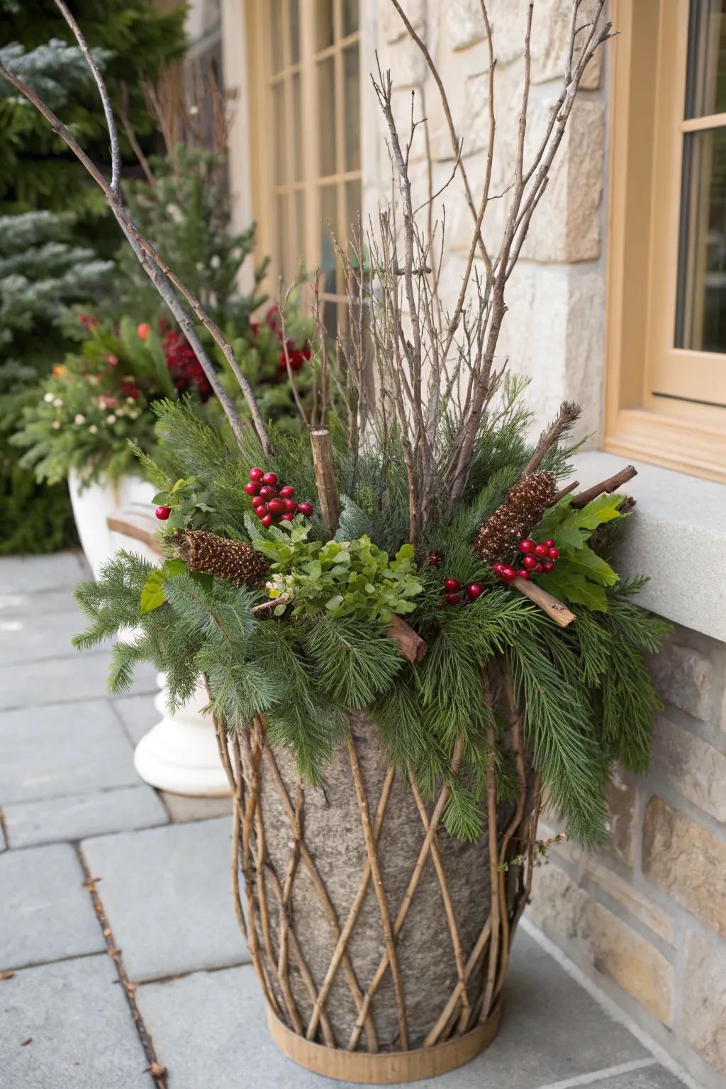 Twigs and branches add wild, natural beauty.