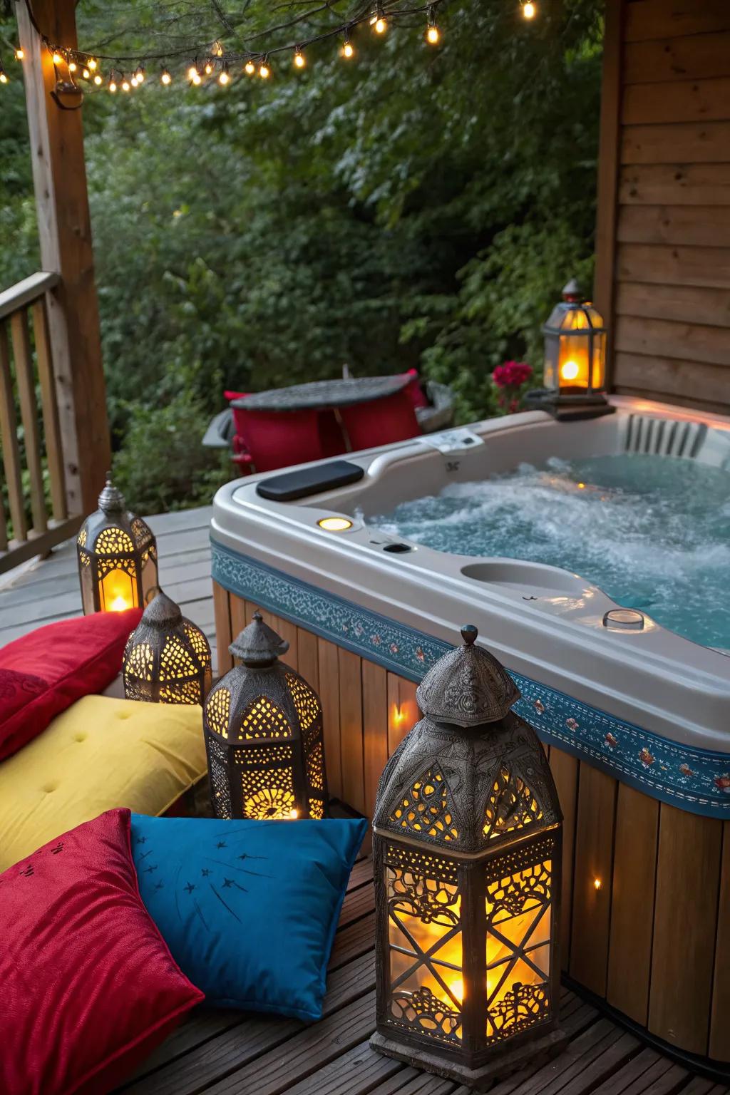Accessorize with cushions and lanterns for a personal touch.