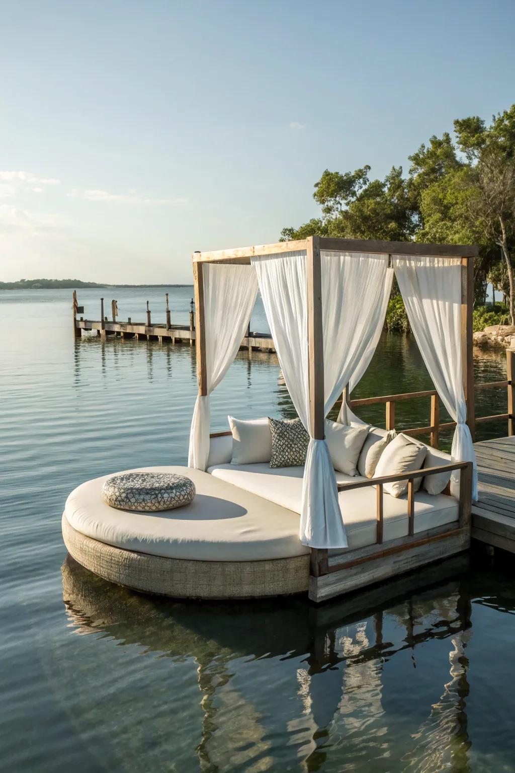 Experience ultimate relaxation on a floating daybed.