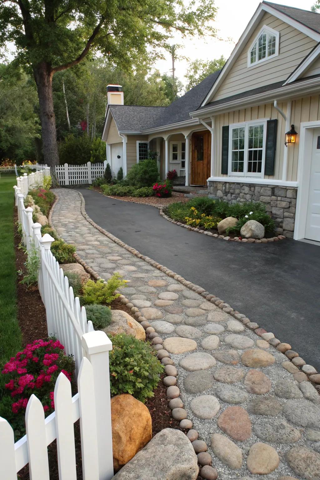 Decorative borders add a refined touch to any driveway design.