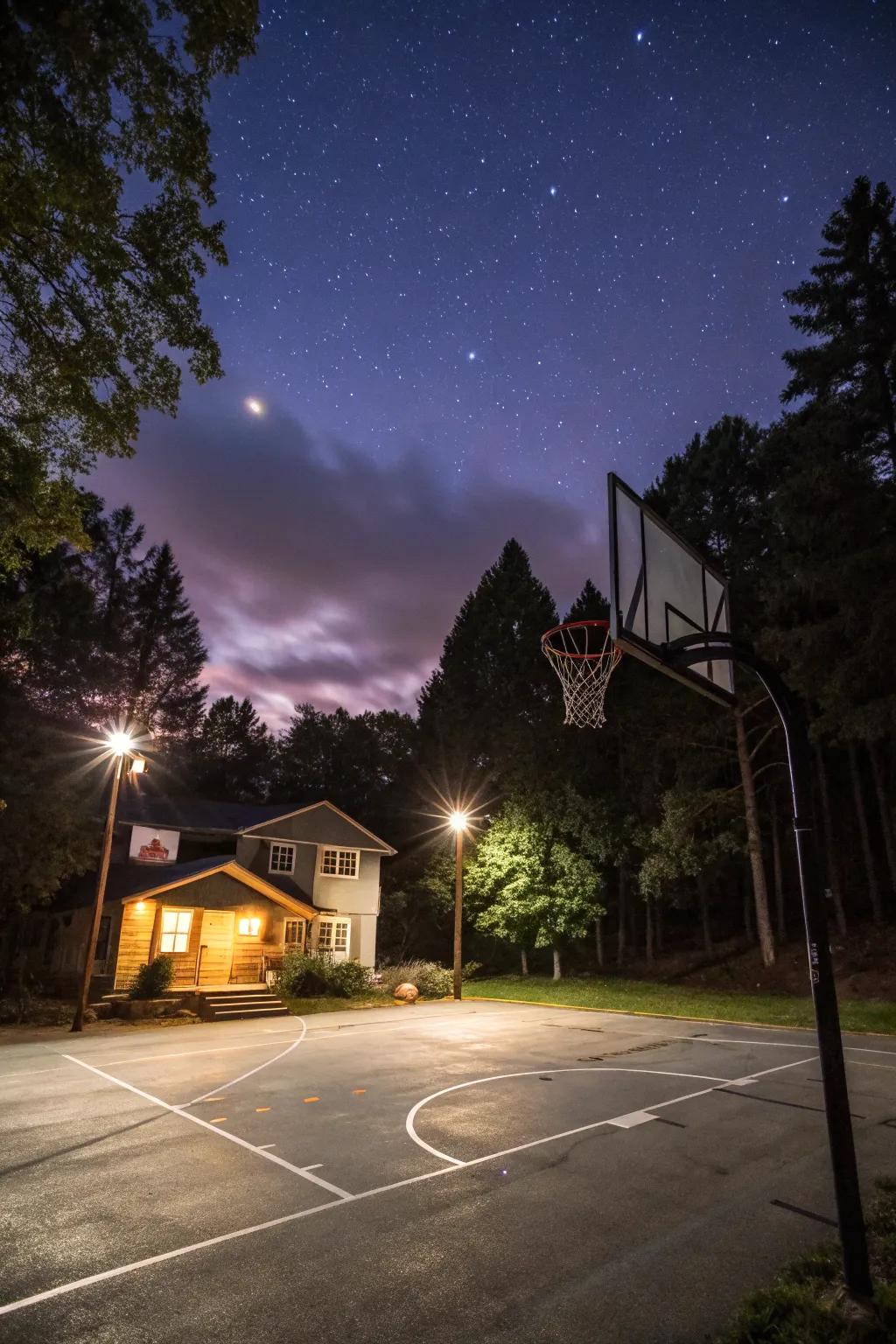 Lighting extends your playtime into the night.