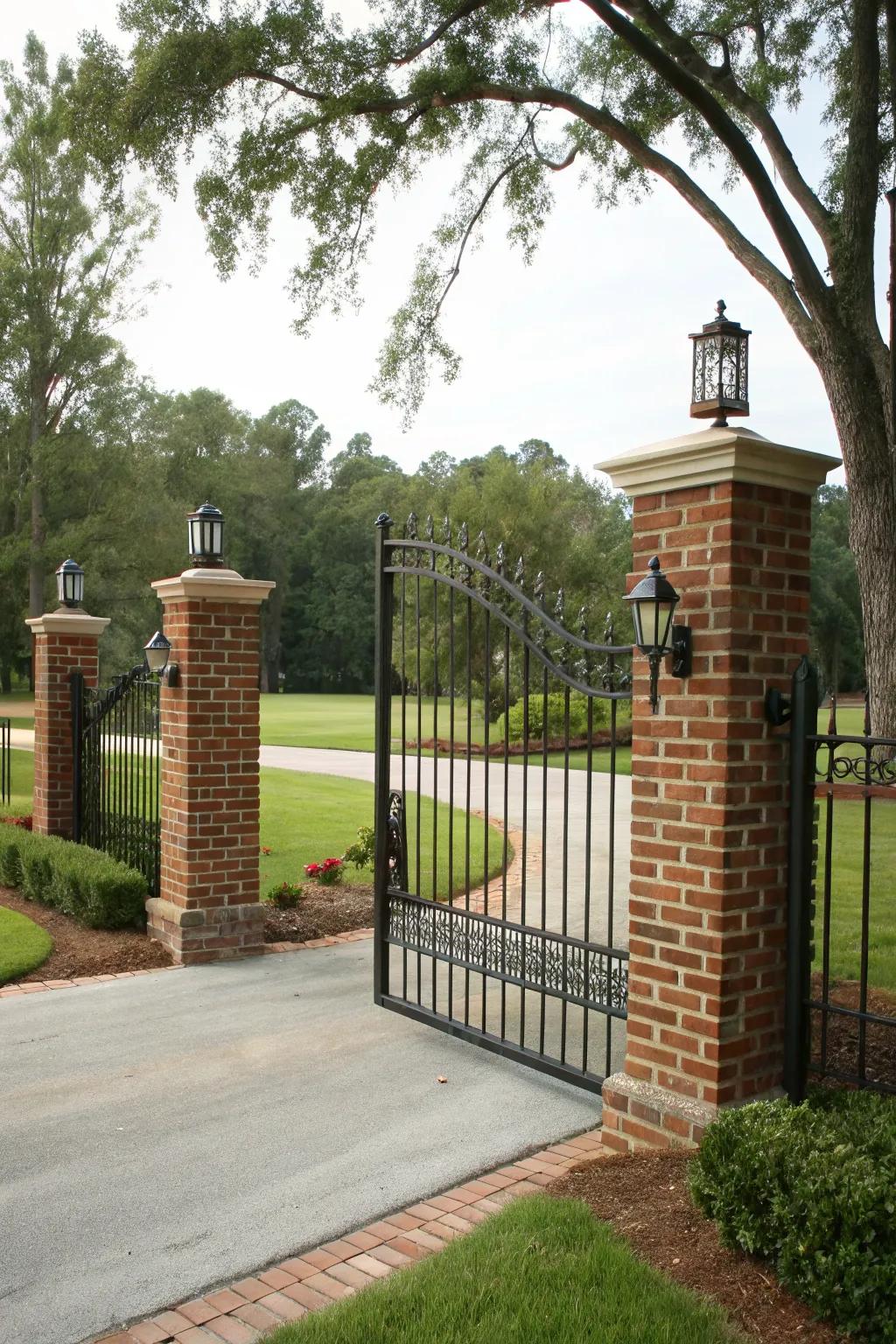 Classic swing gates offer elegance and convenience.