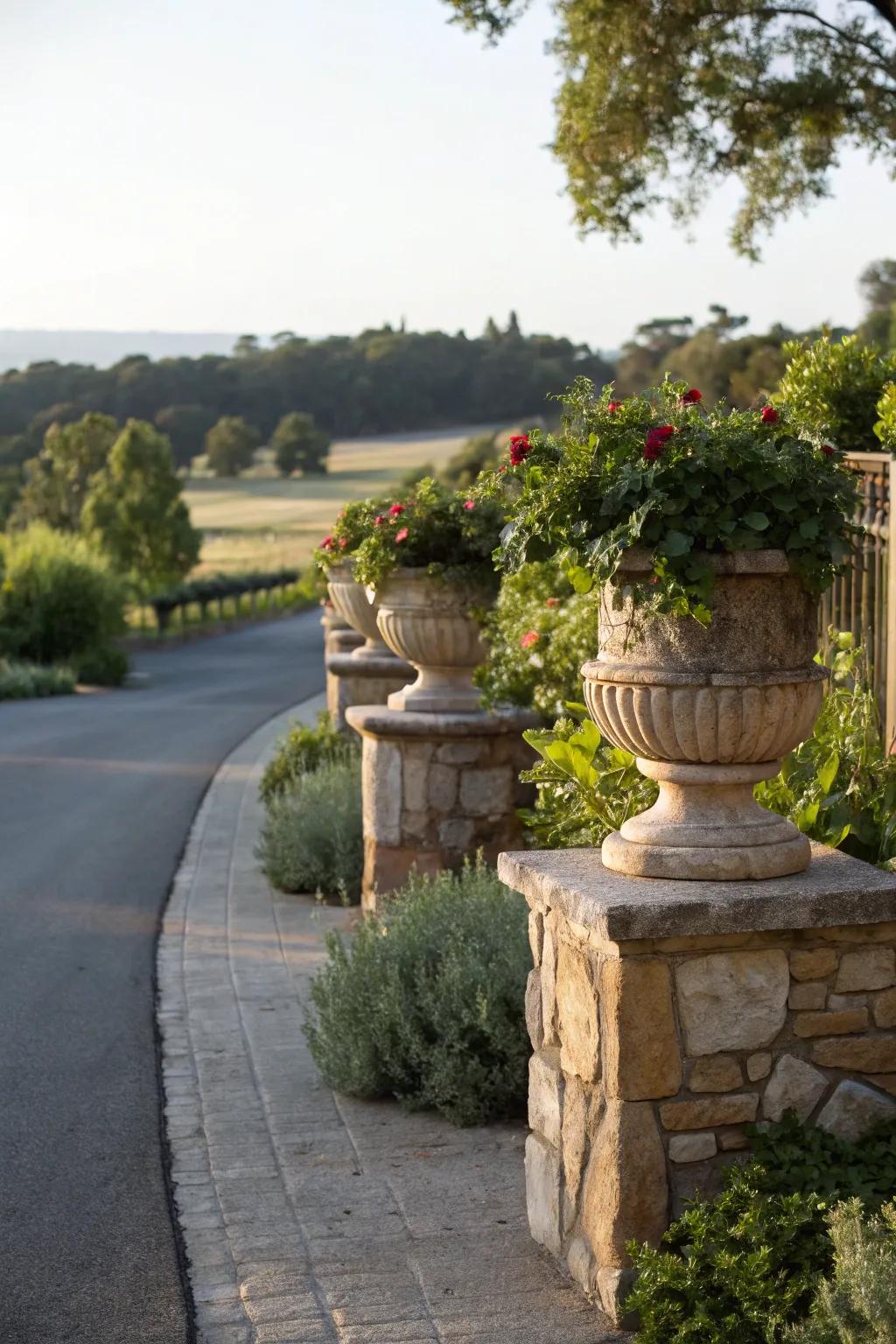 Natural stone accents add rustic elegance.