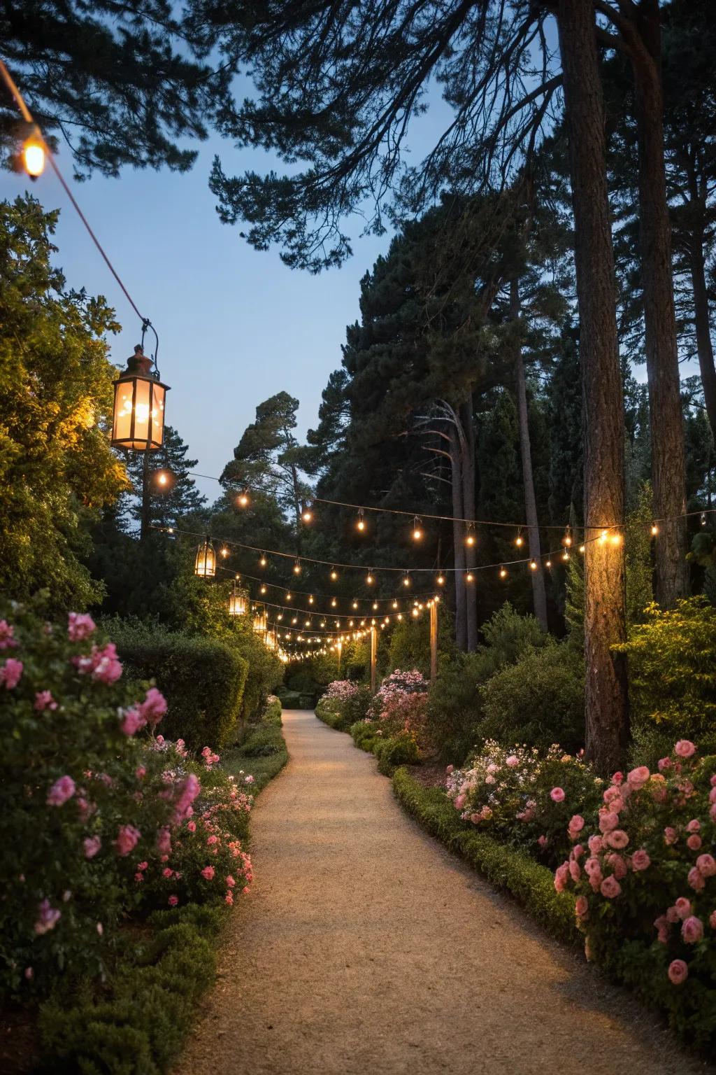 Ambient lighting creates a magical evening atmosphere.
