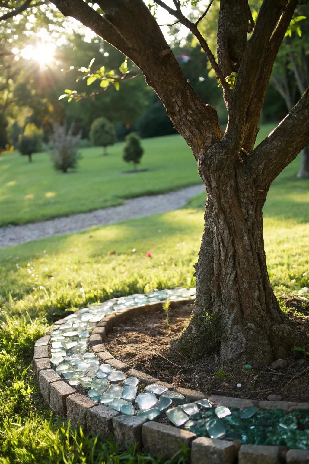 Recycled glass adds eco-friendly sparkle to your garden.