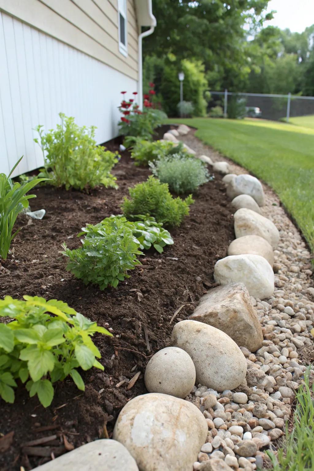 Egg rocks as mulch offer beauty and practicality.