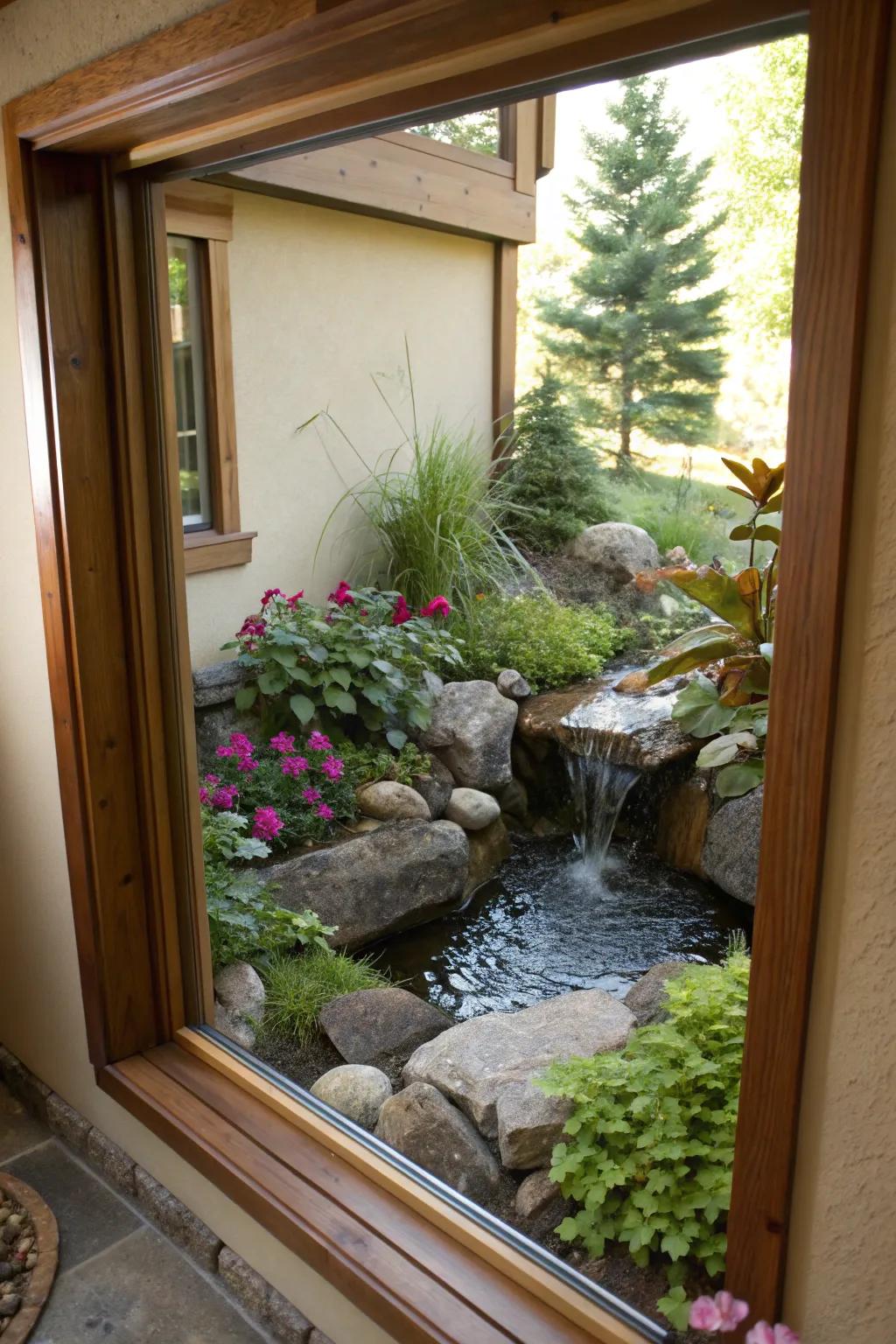 Water features add a tranquil vibe and soothing sounds.