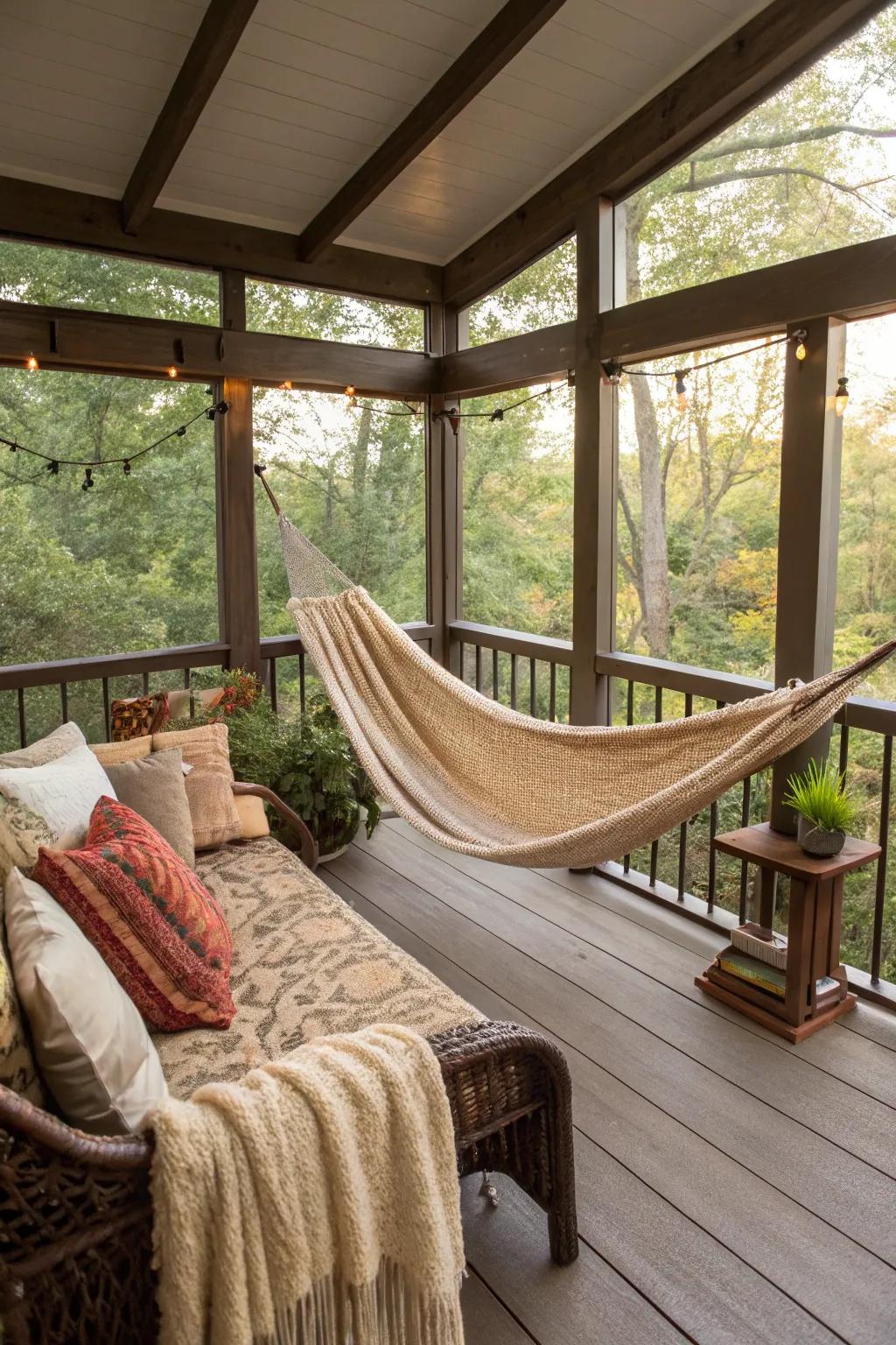 A relaxing hammock haven for leisure.