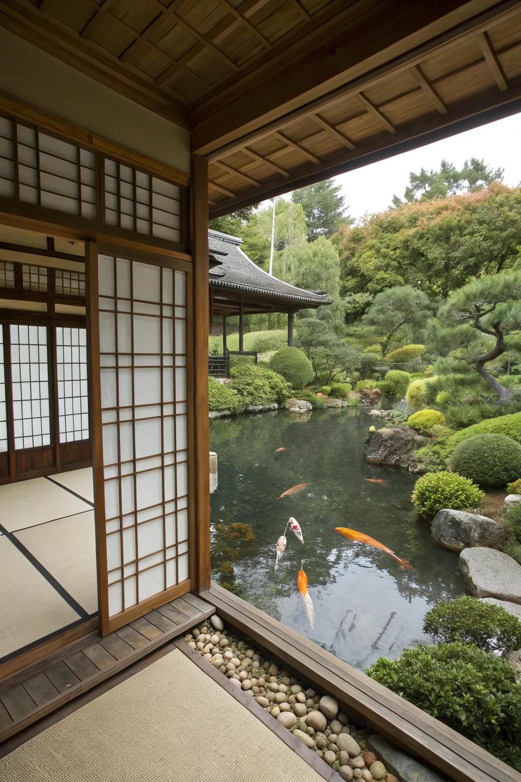 A serene Japanese Zen pavilion for peaceful reflection.