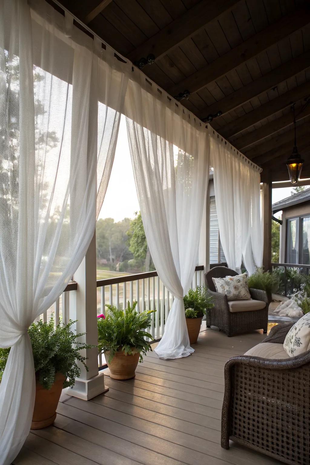 Curtains provide privacy and a touch of elegance.