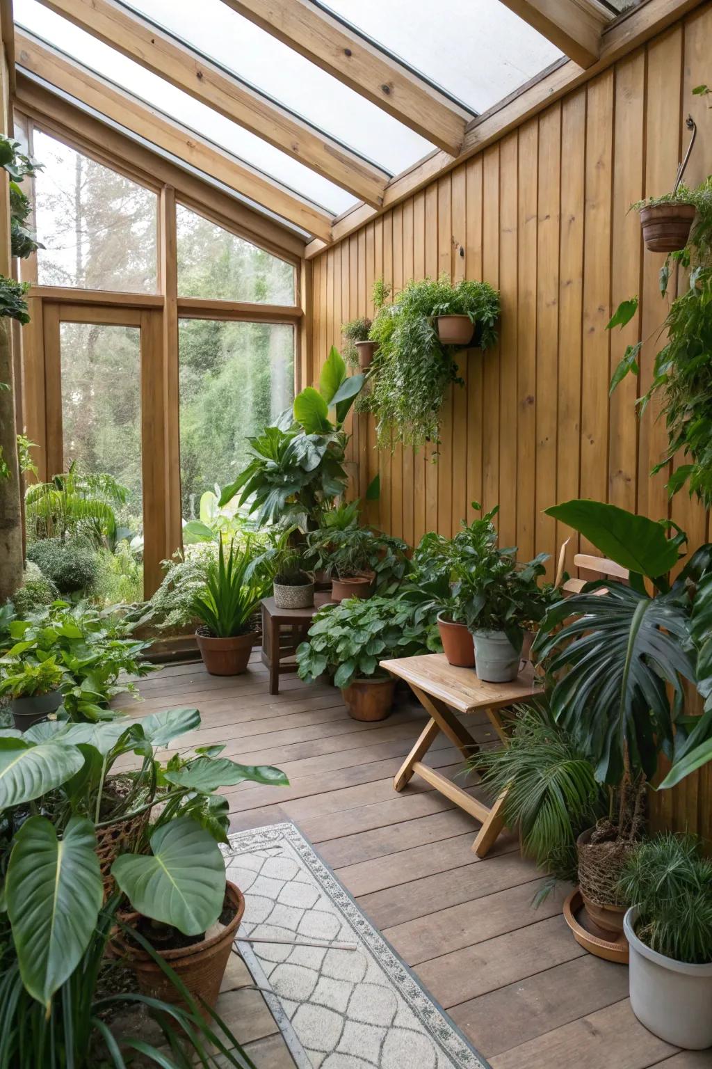 Indoor plants transform your porch into a lush, green oasis.