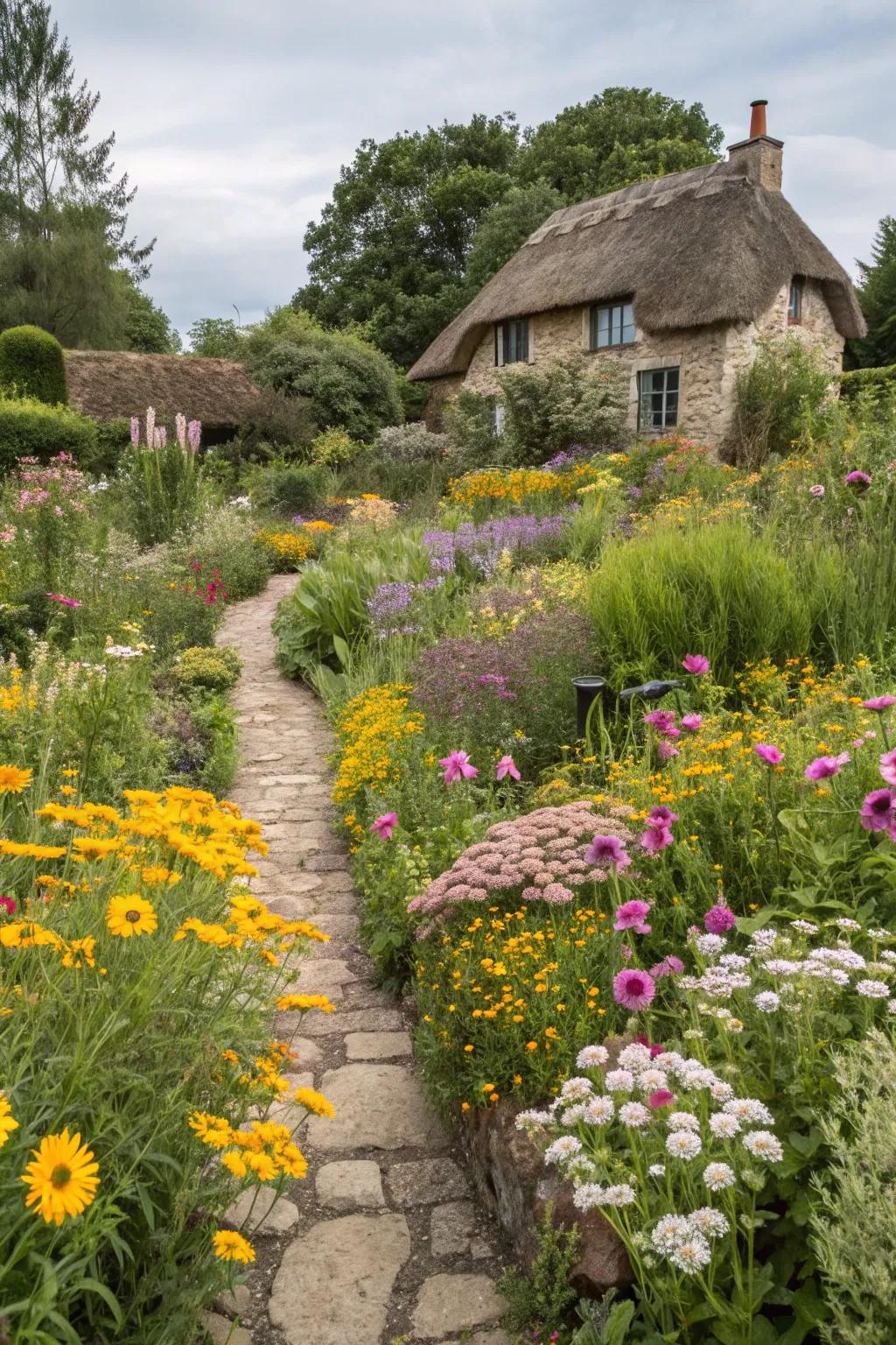 A wildflower meadow that bursts with color and attracts wildlife.