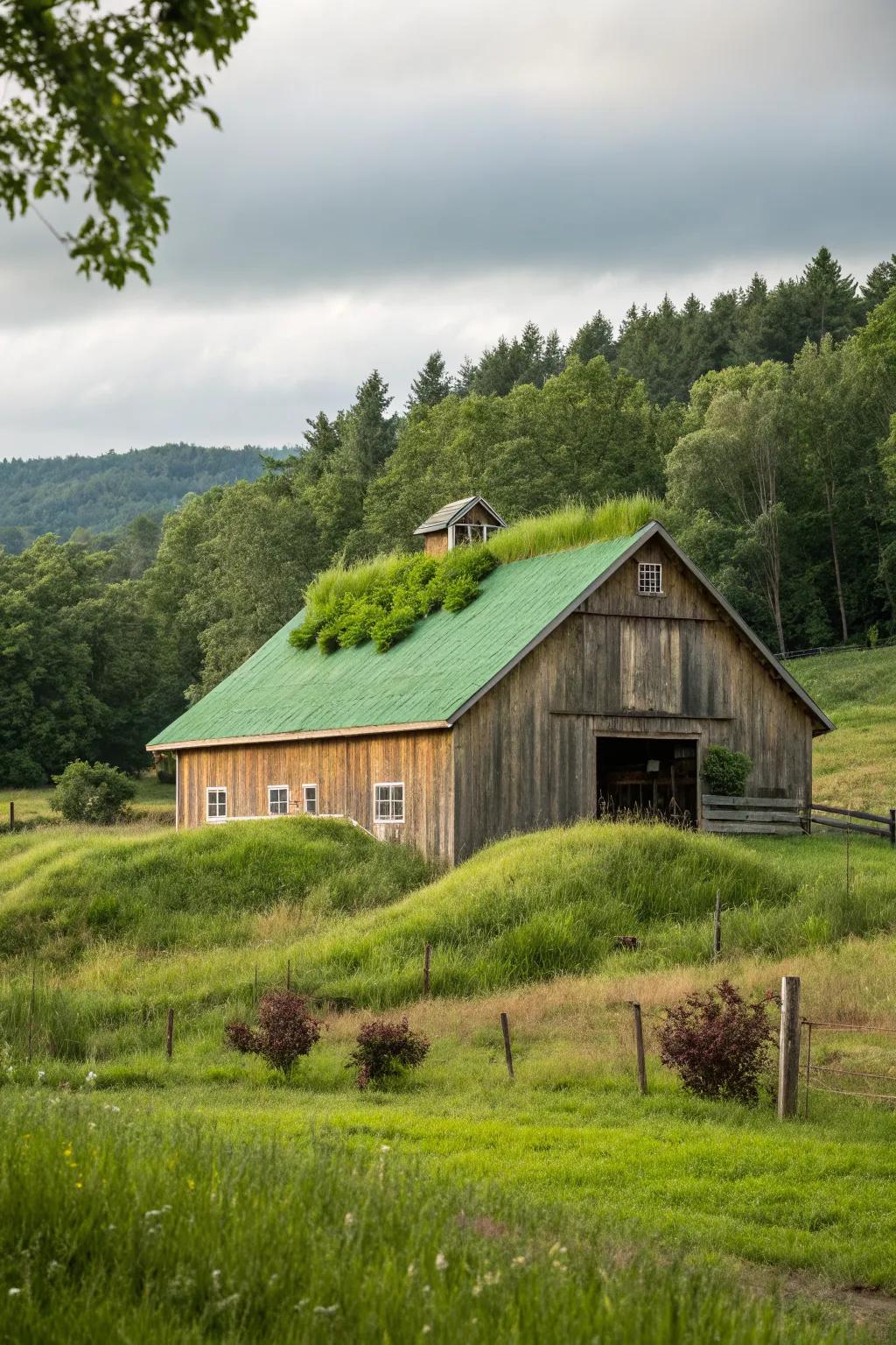 Eco-friendly elegance with a green roof.
