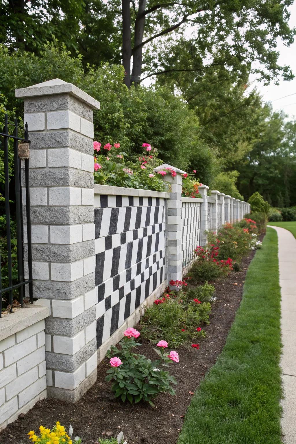Striped patterns add sophistication and structure to outdoor walls.