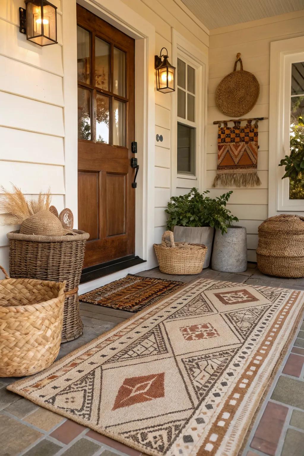 Woven elements bring texture and warmth to your entryway.