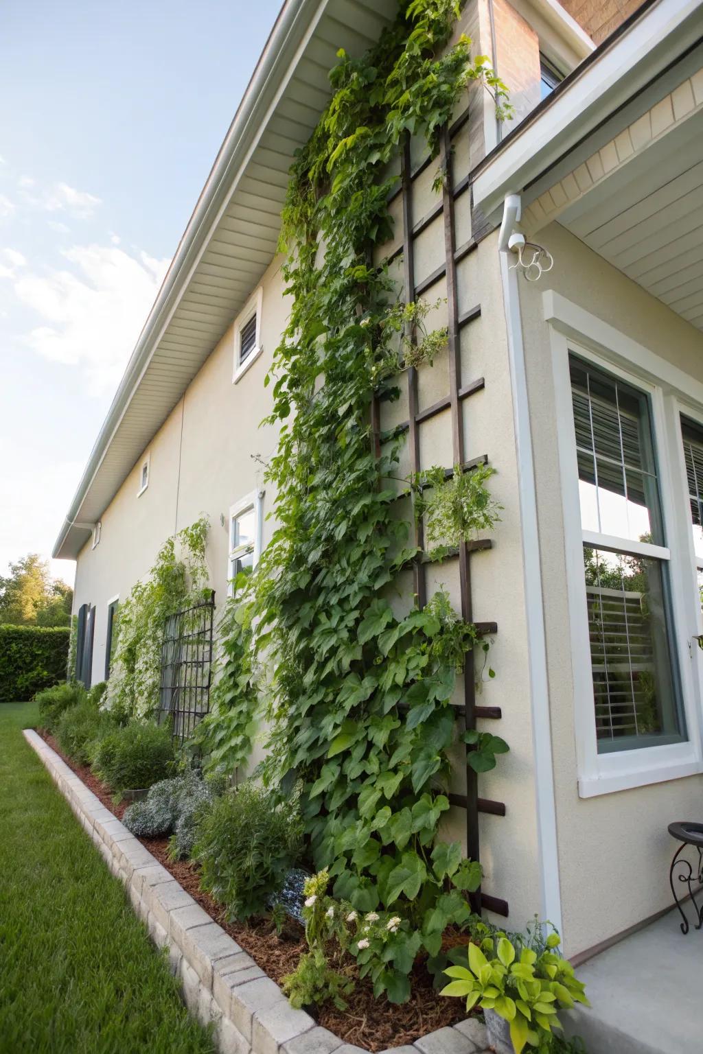 Vertical gardens offer a lush, space-saving solution.