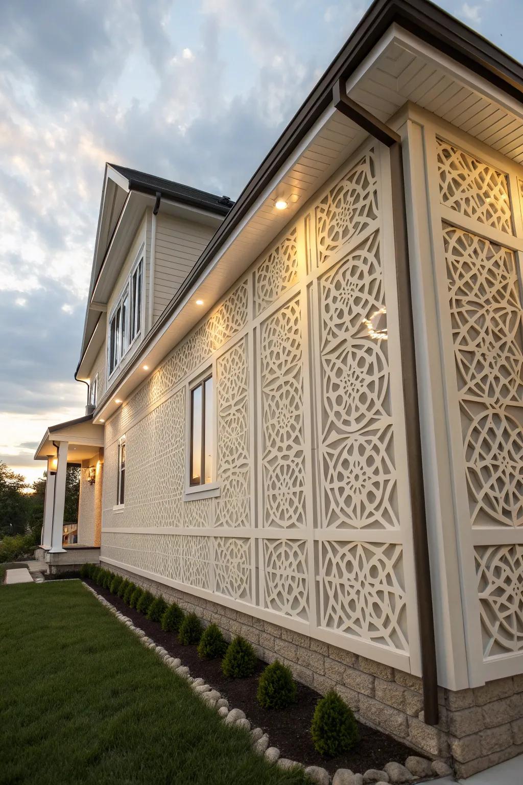 Geometric wainscoting offers a modern twist and eye-catching appeal.