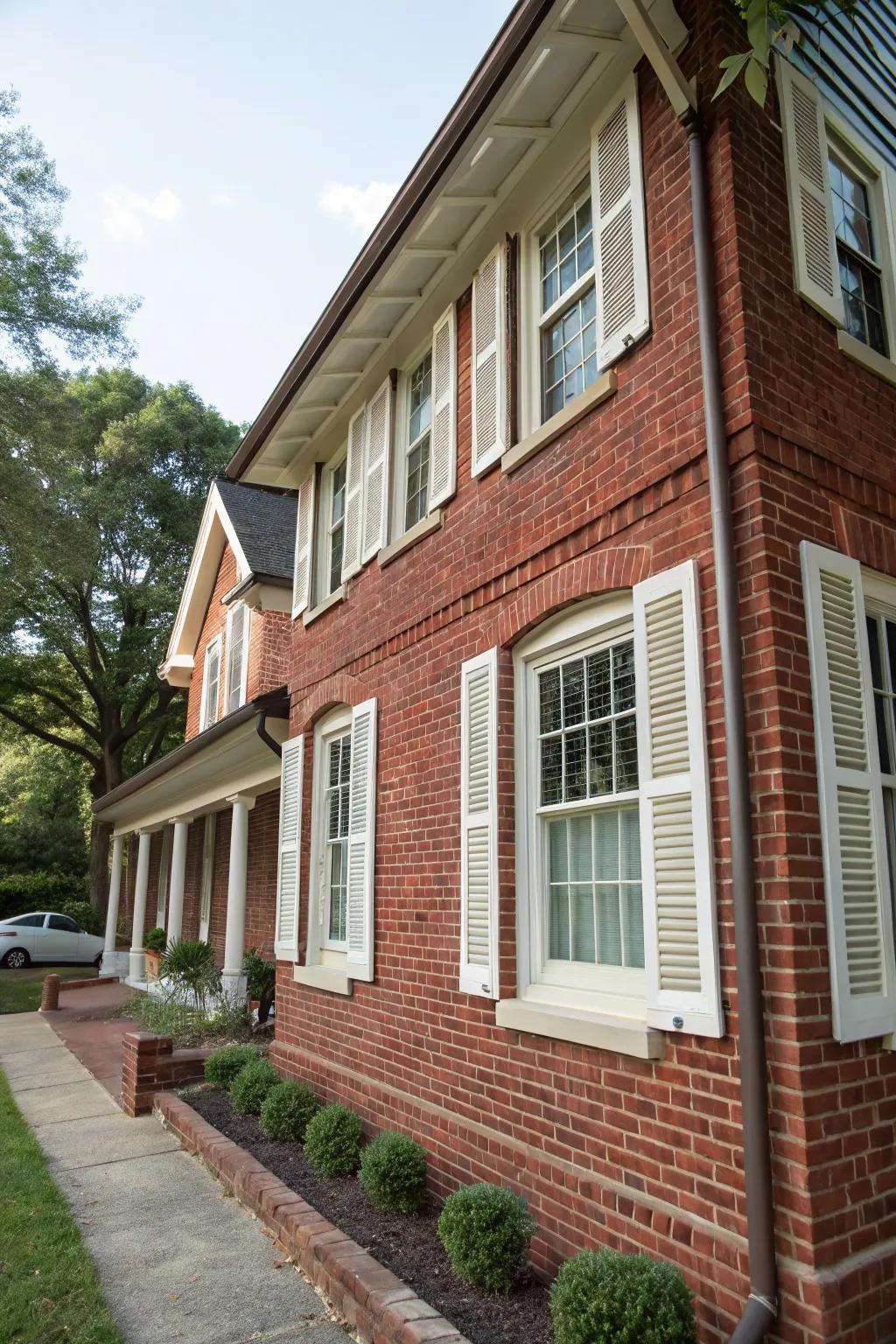Shutters add depth and dimension to windows.