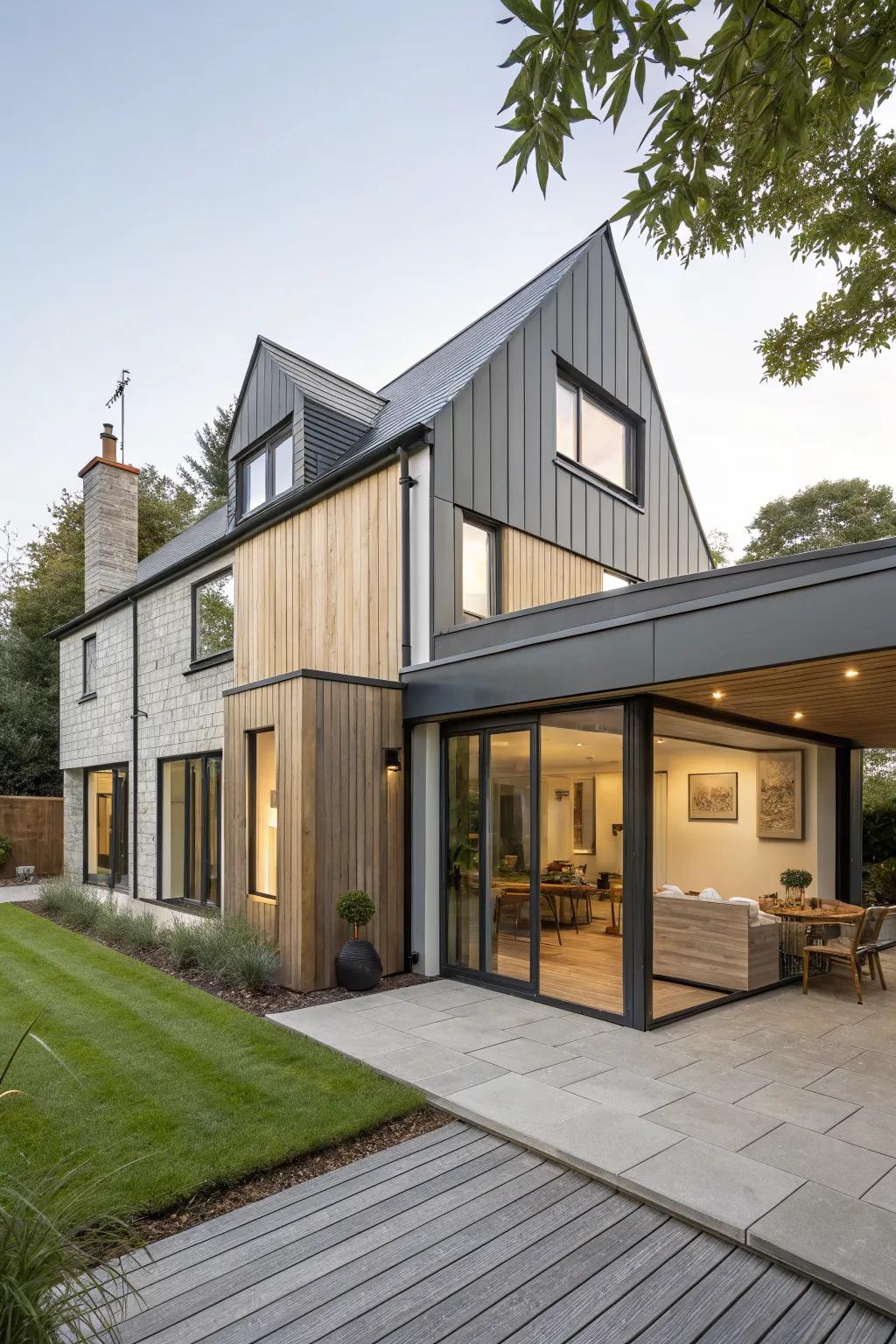 Seamlessly blend extensions with existing structures using cladding.