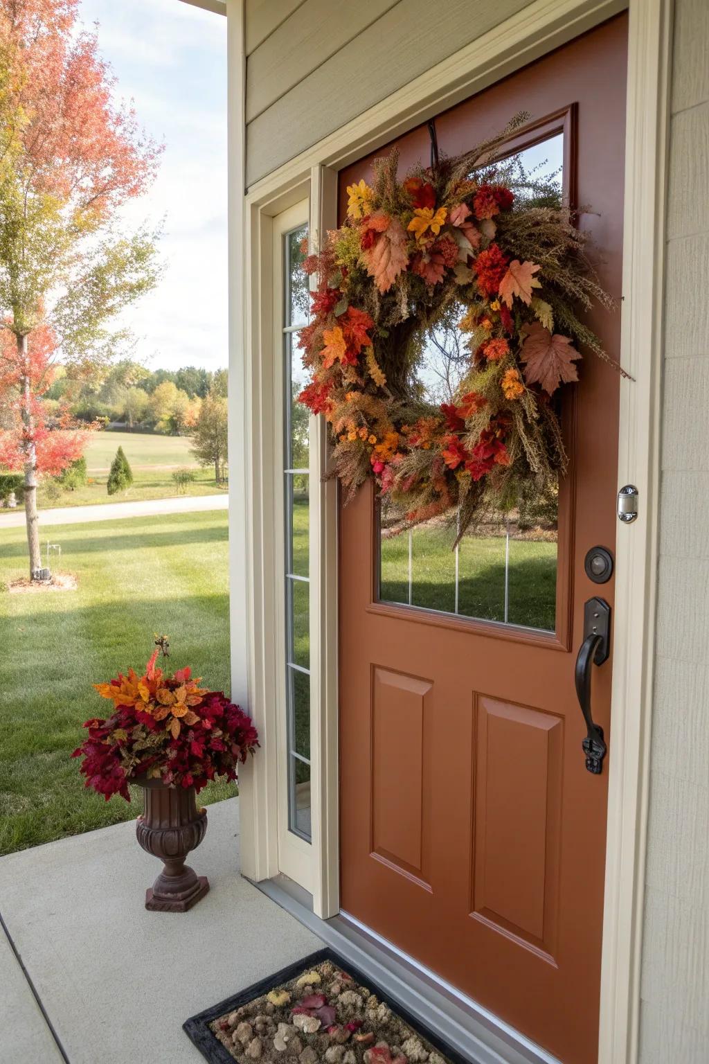 A fall wreath instantly makes your entryway warm and inviting.
