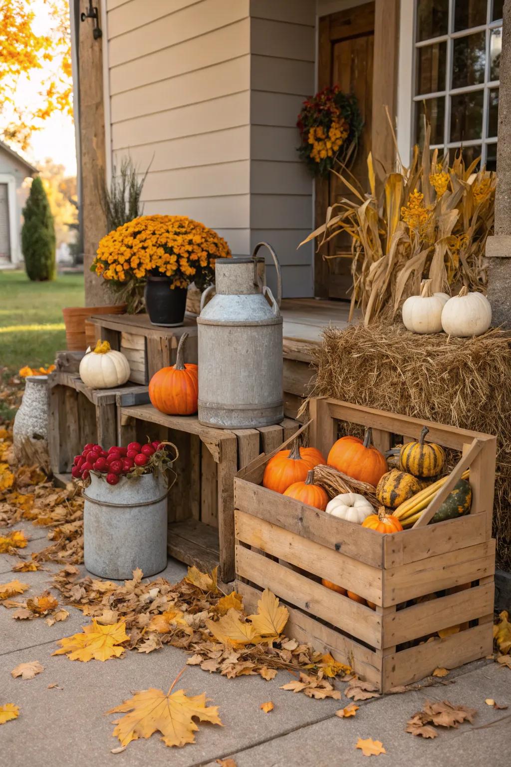 Vintage items enhance the charm of your fall displays.