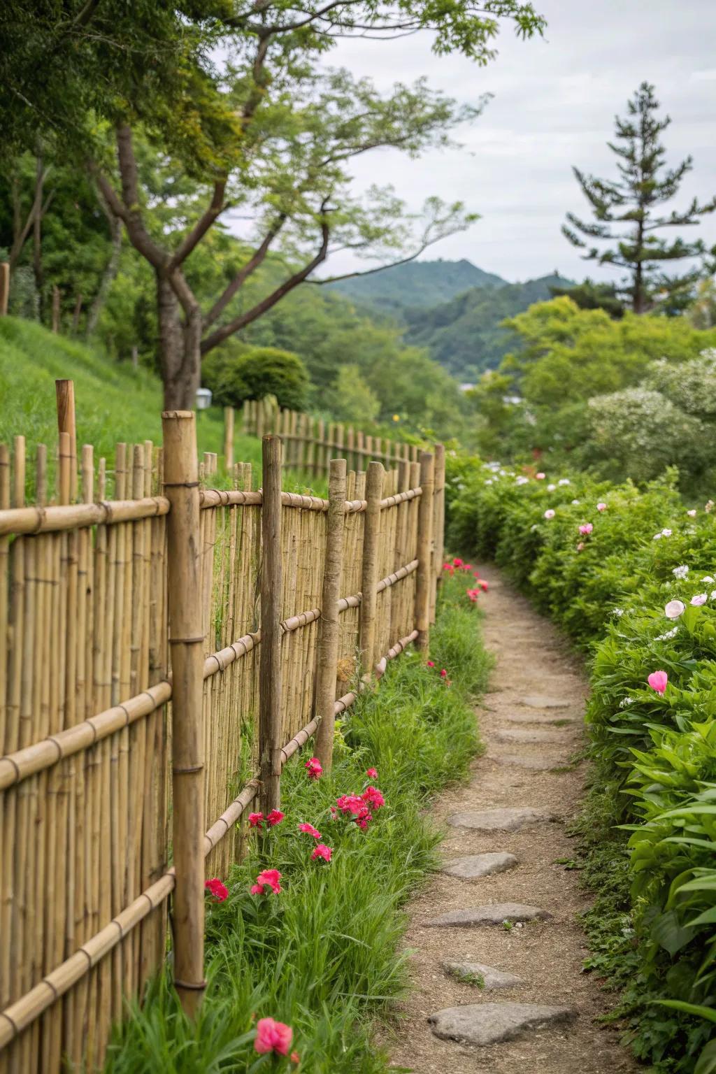 Bamboo fences are eco-friendly and stylish.