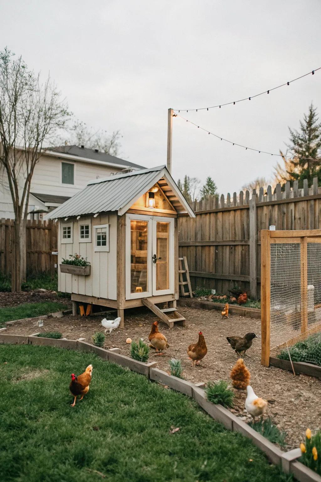 Add a charming chicken coop for a touch of farm life