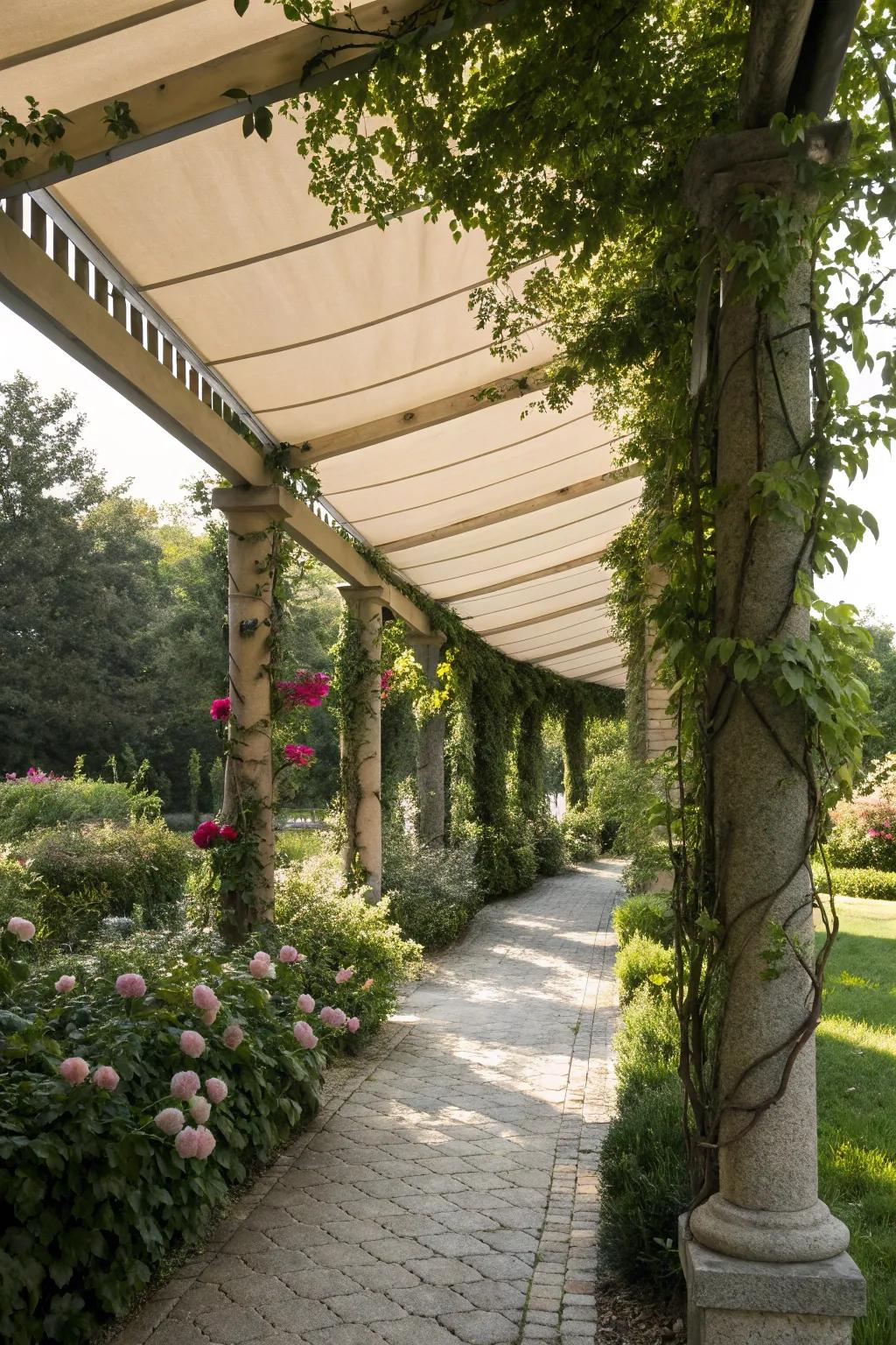 A retractable canopy offers versatile shade solutions.