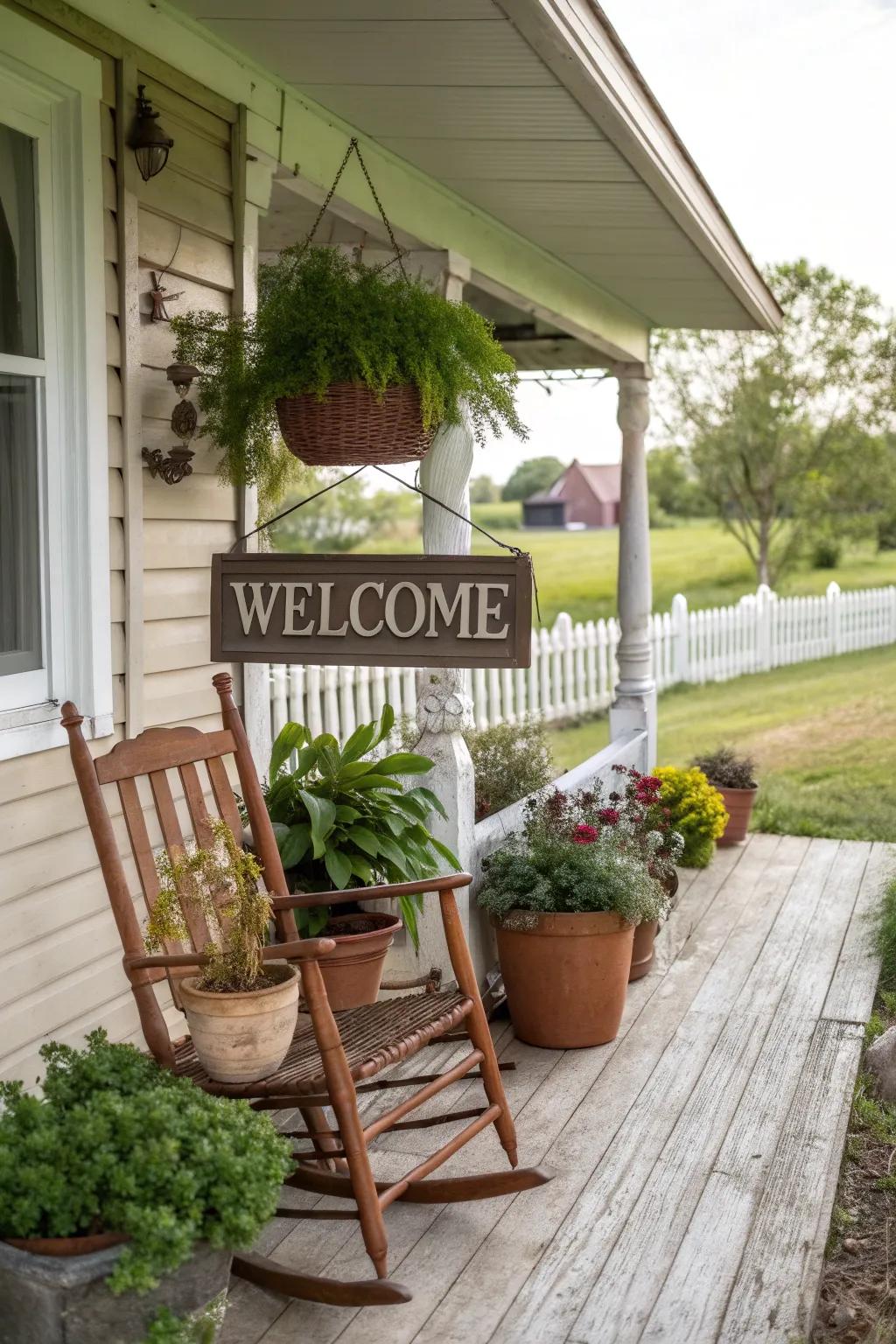 A welcome sign adds a personal touch to your decor.
