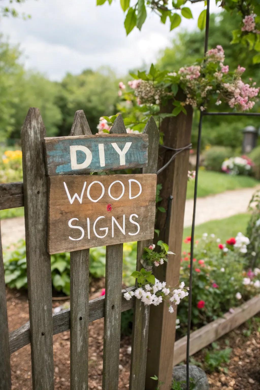 Wood signs adding a personal and welcoming touch.