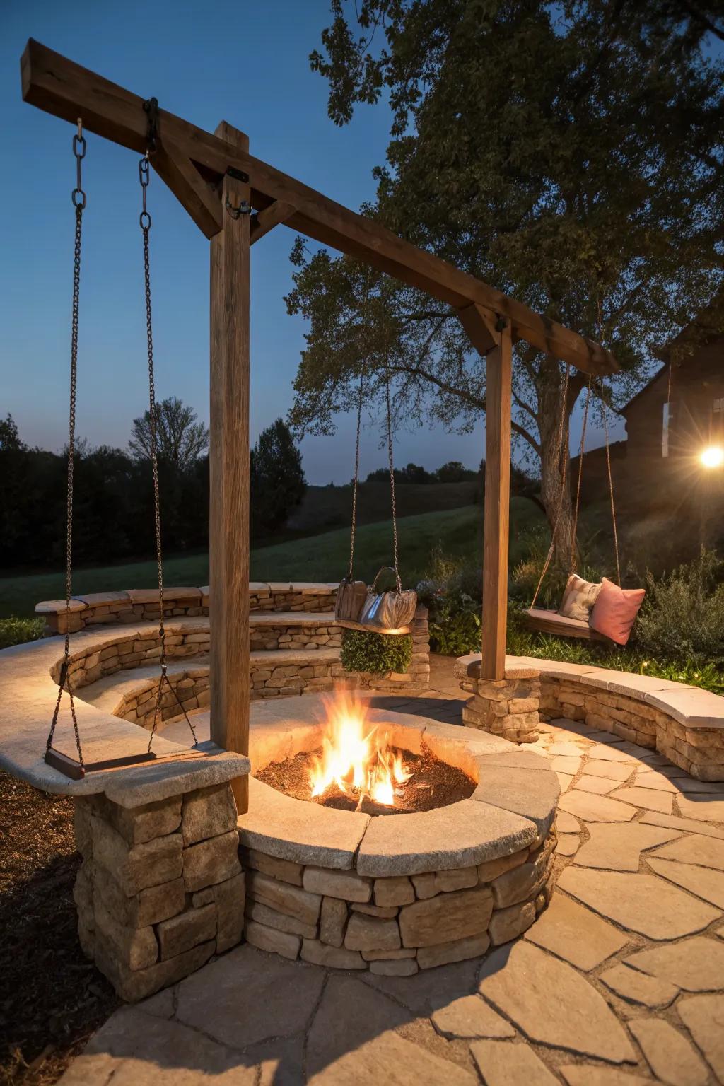 Stone seating that offers a rustic touch and natural beauty.