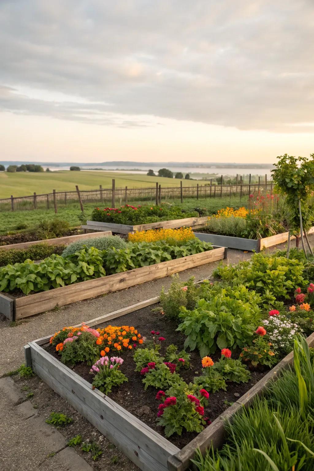 Raised garden beds bring structure and accessibility to flat yards.