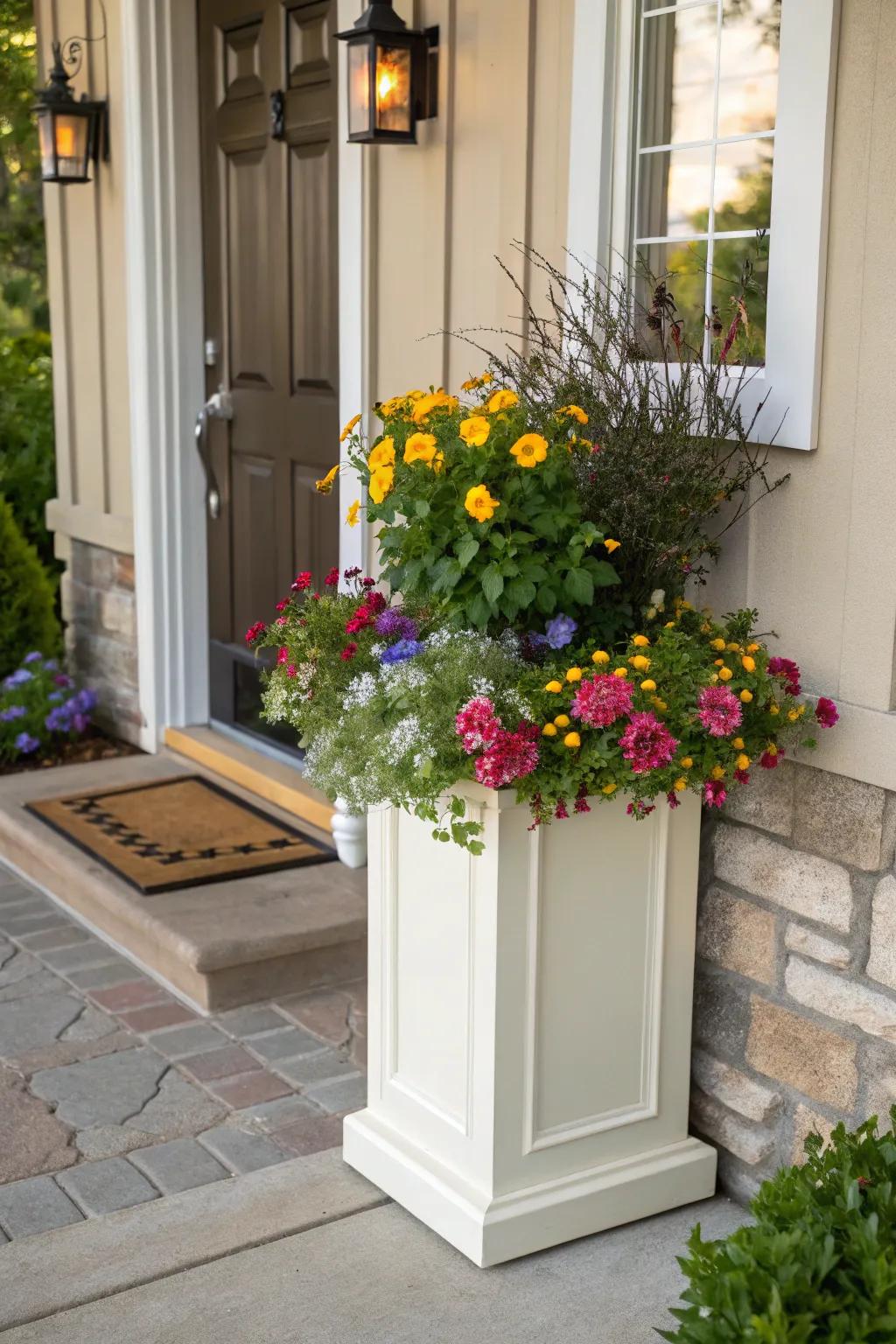 Freestanding flower boxes offer flexible and elegant design options.