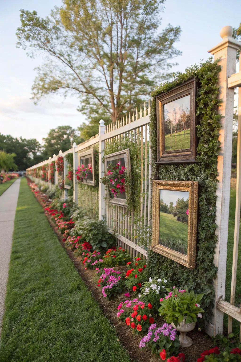 Living picture frames bring a dynamic element to fence decor.